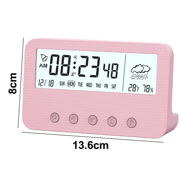 Led Electronic Alarm Clock Simple Clock Student Children Bedside Table Clock White