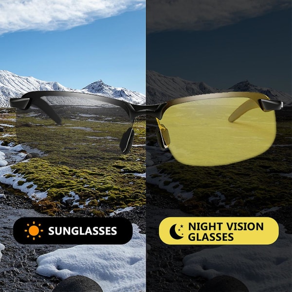 Polariserede fotokromiske solbriller, solbriller med overgangsglas til mænd, uden briller Black-Night vision