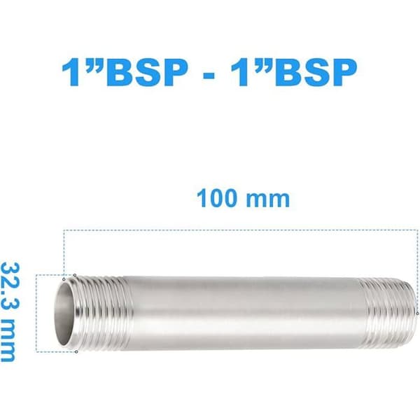Stk. 200 mm 1\"x 1\" BSP han-korthylster støberør 304 rustfrit stålrørfittings