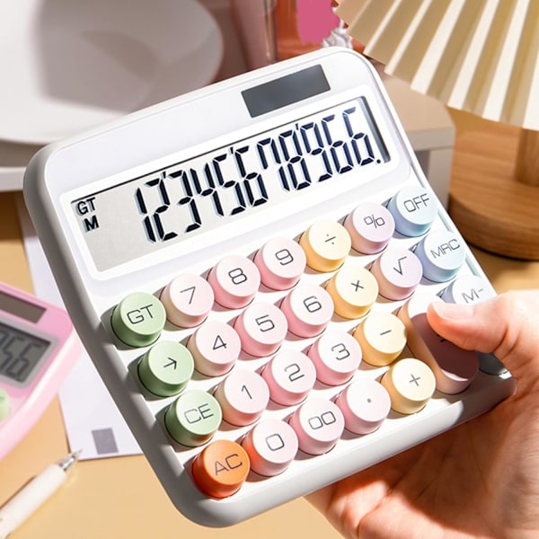 12-cifret standard lommeregner med stort LCD-display, solenergi og batteri, bordlommeregner til kontor, hjem, skole (inkluderer ikke batteri) -C