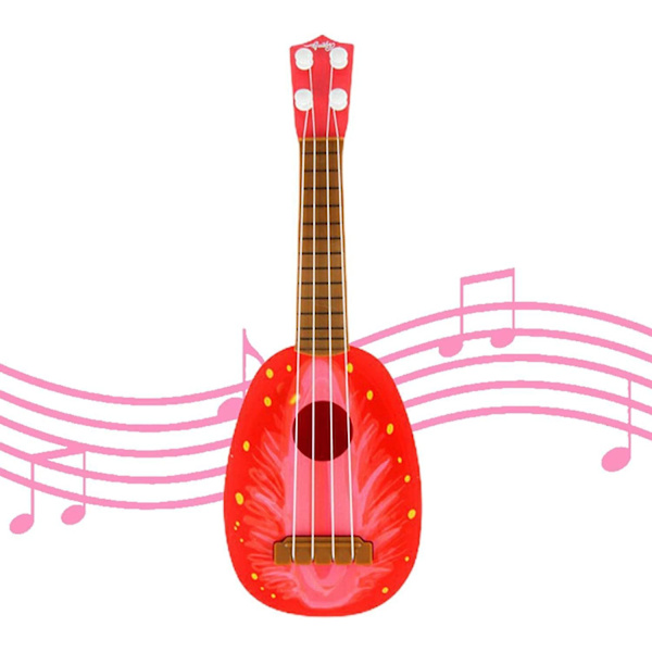 Ukelele lapsille aloittelijoille, hedelmäukulele minikitara, soitinlelukitara lapselle taaperolle pojille tytöille, mansikka, vesimeloni, appelsiini, kiw