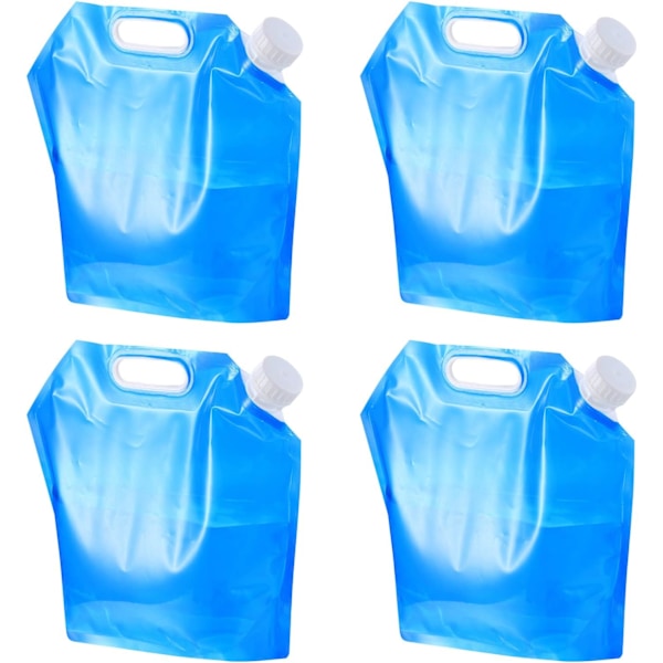 4-pack vattenbehållare, 5L hopfällbar dricksvattenbehållare för bil, utomhus hopfällbar vattenpåse för sport, vandring, camping, grillning, picknick (blå)