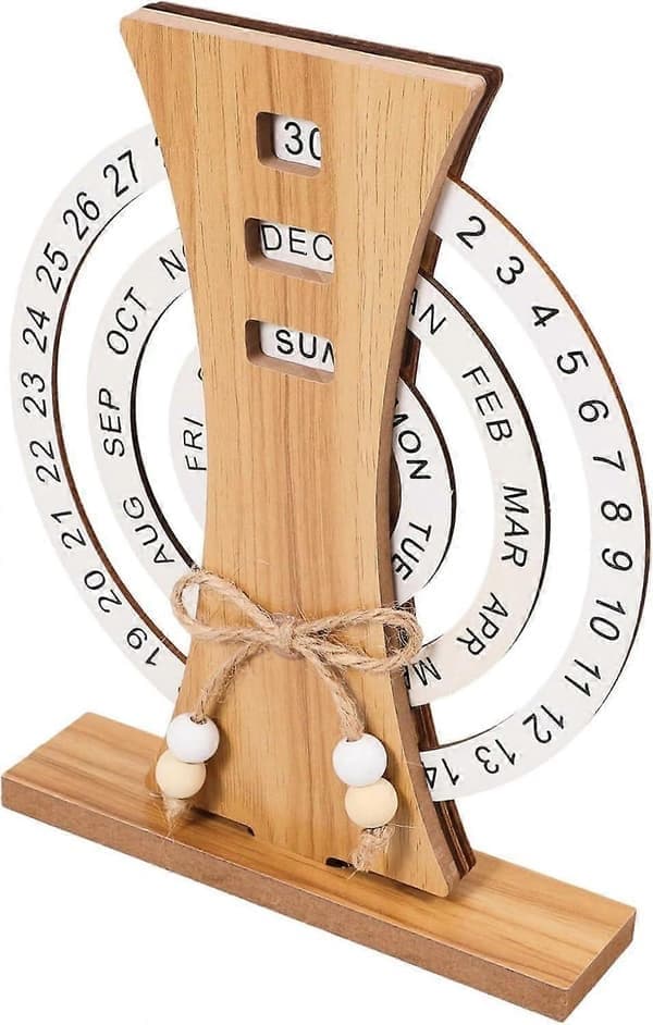 Elegant Kalender i Trä Skrivbordstillbehör Dekorativ Evighetskalender i Trä