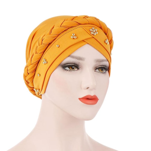 Turbanmössa Bra Elastiskt Modeaccessoar Mjölksilke Ingen Brätte Twist Beanie Huvudduk För Kvinnor