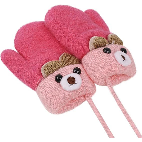 Toddler Magic Stretch Mittens Tjocka Plyschfodrade, Vinter Baby Boys Girls Stickade Vantar Varma Fluffiga Hel Fingerhandskar Kallt Väder Skidhandskar