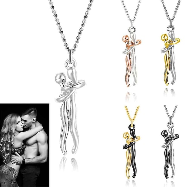 Couple Hugging Pendant Necklace Love Style Necklace Charm Jewelry Valentine's Day Gift For Wife Girls