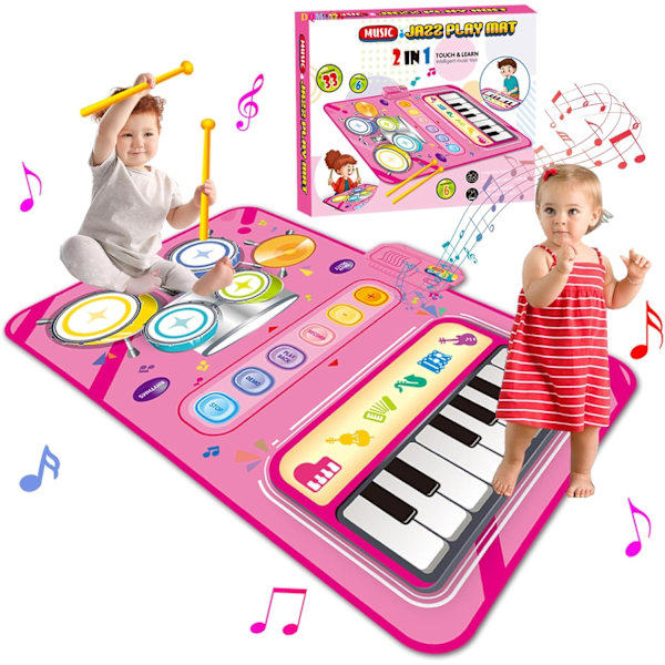 2 i 1 Musikmatta Present till Flickor Barnleksaker 3-6 År Gamla Flickor Pojkar, Pedagogiska Musik Leksaker för 3-6 År Gamla Flickor Pojkar