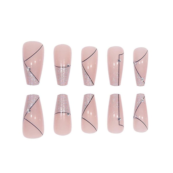 French Tip Press on Nails Medium Fake Nails Coffin Acrylic Nails Nude Nails for Women and Girls