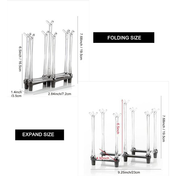 Retractable Cup Drying Rack, Drinking Drying Dranier for Glass Bottle Dishes Plastic Mug Tree with Non-slip Bottom For Kitchen Countertop