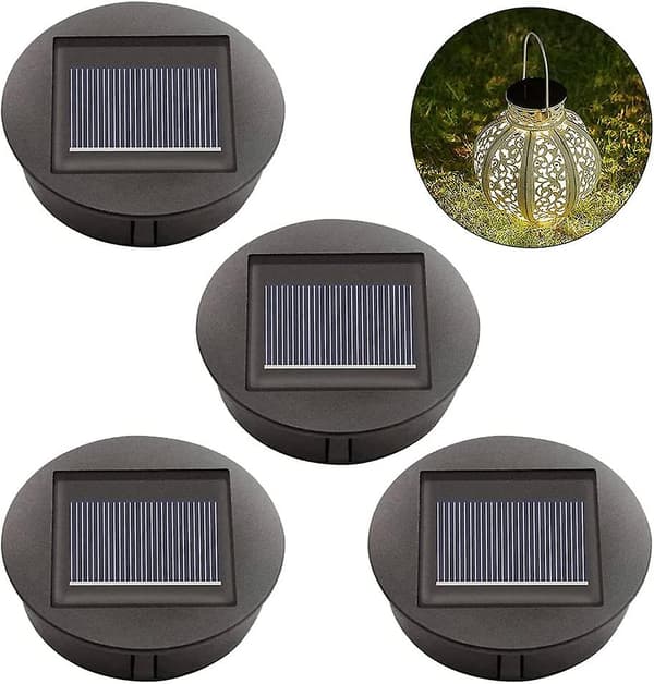 4-pak solcellelamper med LED-pærer, solcellelampeskift, LED-solpanelskjerm