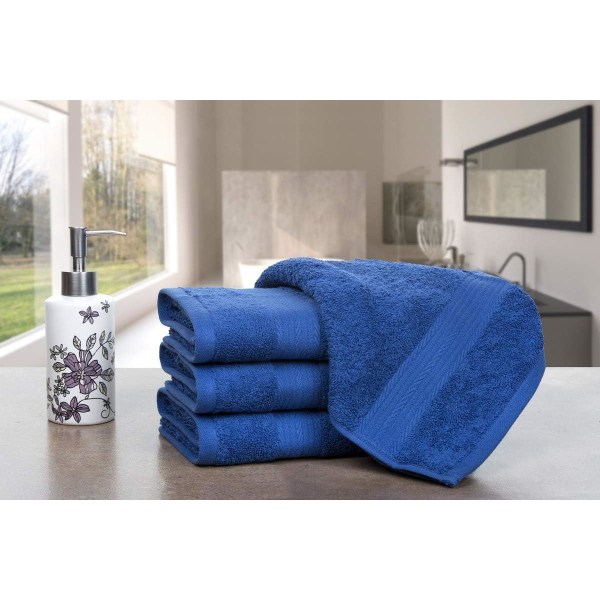 Håndklædesæt på 4, 35 CM X 75 CM bomuld – Hurtigttørrende superabsorberende – til hotel, spa, badeværelse, fitnesscenter – marineblå