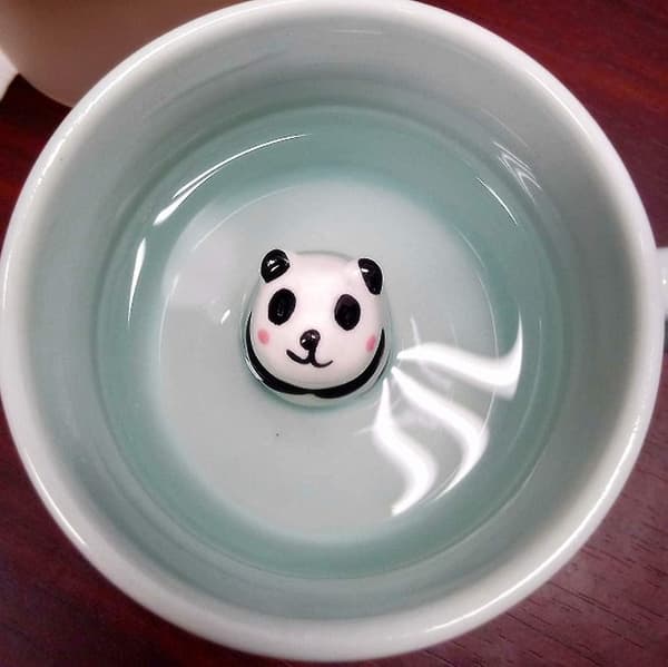 Kaffe Mugg Panda 3d Cartoon Djur Inuti Keramik Kopp