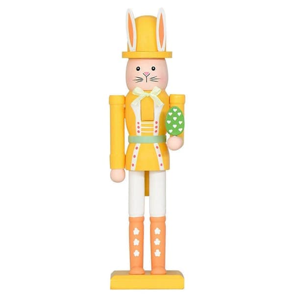 Påskhare Nötknäpparfigurer Dekor, Juldocka Prydnad för Hemmet, Påskpresentkorg Fyllning Gul Yellow