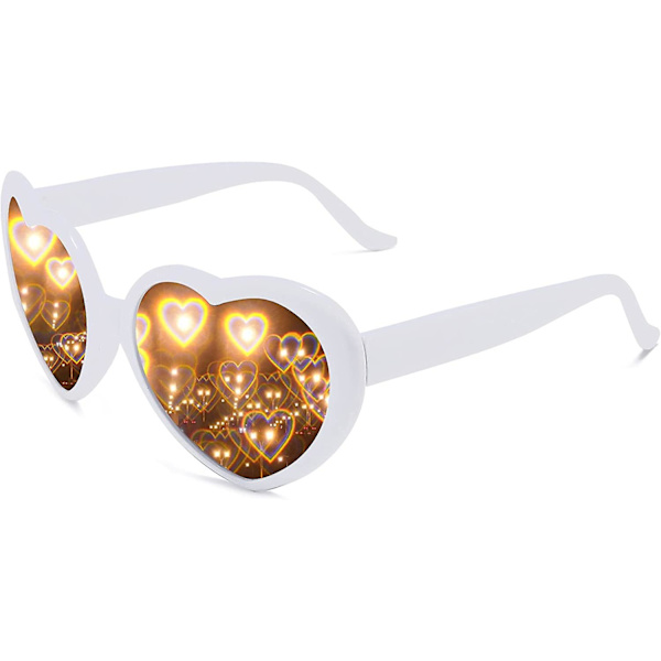 Hjärtformade solglasögon med hjärteffekt, diffraktionsglasögon, festivalaccessoarer, festglasögon, kärleksgåva, UV400-skydd