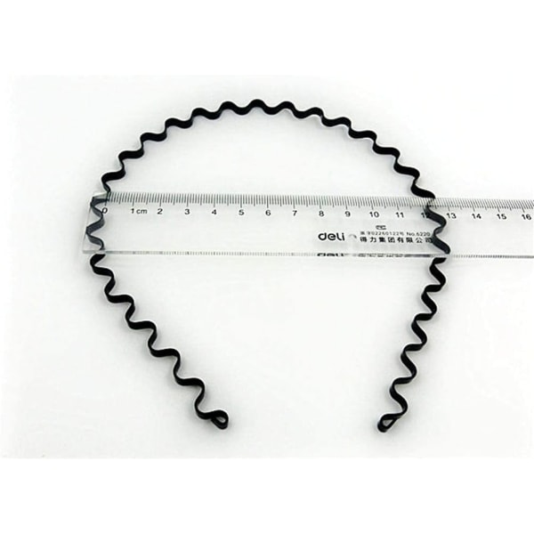 Unisex svart elastisk vågig fjädervåg metall sporthårbåge flicka huvudband till män (5 st)