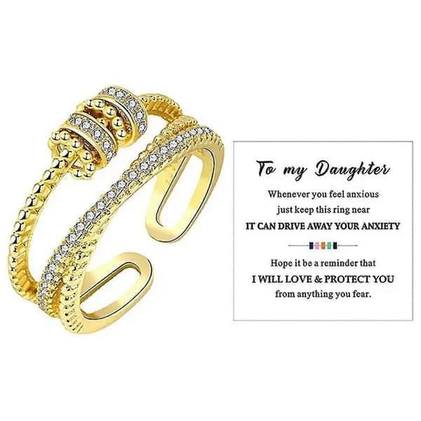 Fidget angstlindrende ring for kvinner tenåringer justerbar spinnerperle stresslindrende ringer gull