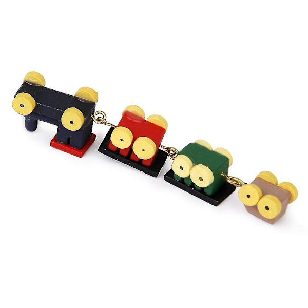 1/12 Nukkekodin Miniatyyri Puinen Vaunu- ja Junaleikkiseti