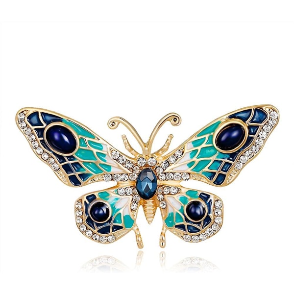 Färgglada emalj Rhinestone Butterfly Brosch Pins För Kvinnor