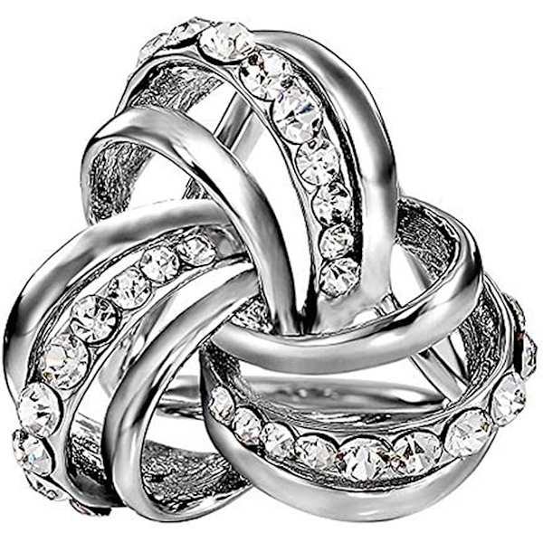 Elegant moderne enkel design kvinners trippelring Diamante metallisk silkeskjerf klips skjerfring Chiffon spenne(Sølv)