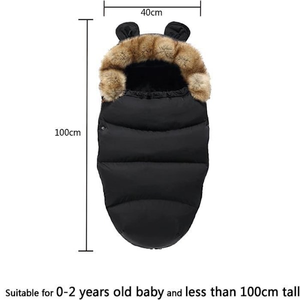 Universal Barnevogns Footmuff 0-2 År, Varm Footmuff til Barnevogn, Udendørs Barnevogns Sovepose - Sort