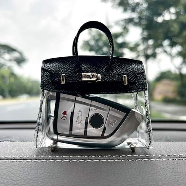 Mode Kvinnor Mini Kosmetikväska Bilnyckelpaket Pendel Transparent Grå Gray