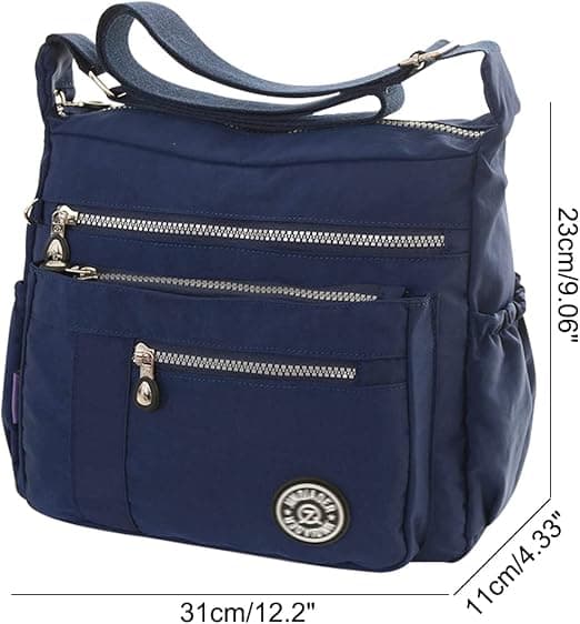 Multifunktionel Messenger Bag Skuldertaske Håndtaske til Kvinder og Piger, Mørkeblå