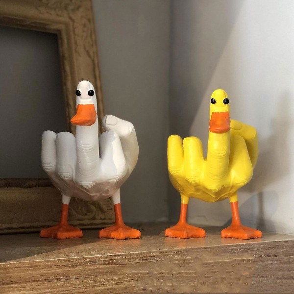 100% Ny Oppgradert Interessant Midt Finger And Dekorasjon Imitasjon Harpiks Statue Dekorasjon White