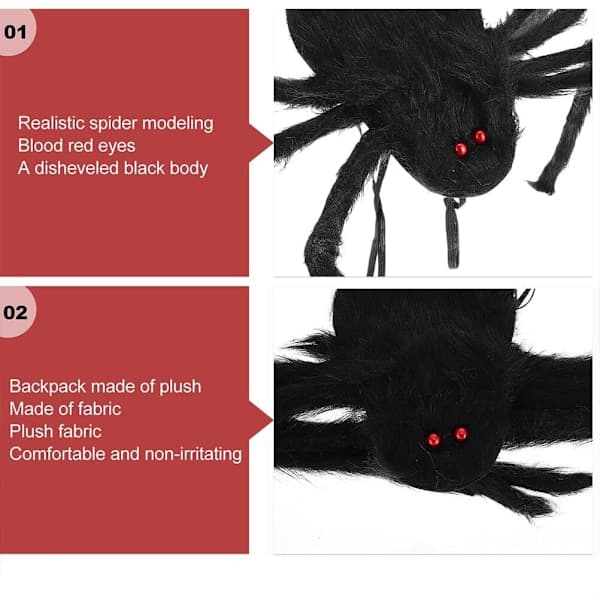 Halloween Edderkop Rygsæk Kostume Sjov Slikpose til Voksne M M