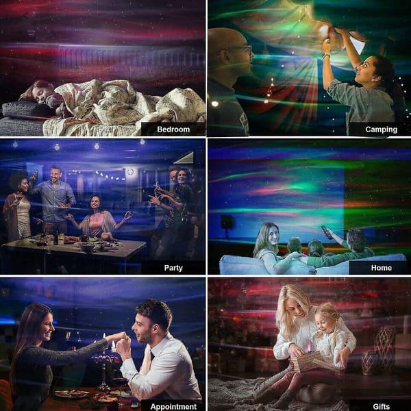 Nordlys Aurora Galaxy Projektorlampe Musikk Projeksjon Nattlys Gave
