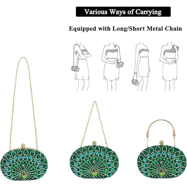 Naisten Vintage Helmi- ja Sekvenssityylinen Peacock-Clutch-Laukku Käsintehty Olkalaukku Iltapukujuhliin Hääjuhliin Promiin