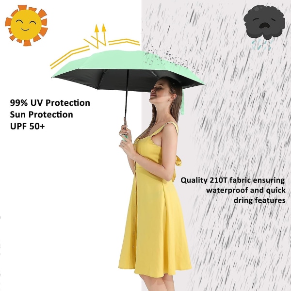 Liangnv Travel Mini sateenvarjo kukkaroon ja koteloon-pieni kompakti UV-sateenvarjosuoja Auringonkevyt, pieni tasku sateenvarjo case naisille, tytöille