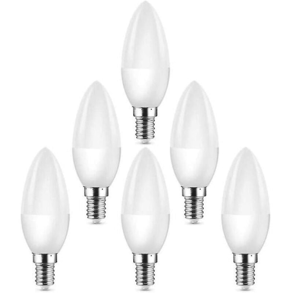 6 Pack E14 Pieni Edison Ruuvi (ses) Led-lamput, jotka vastaavat halogeenilamppuja 40w C37 400lm 3000k lämmin valkoinen (hy)