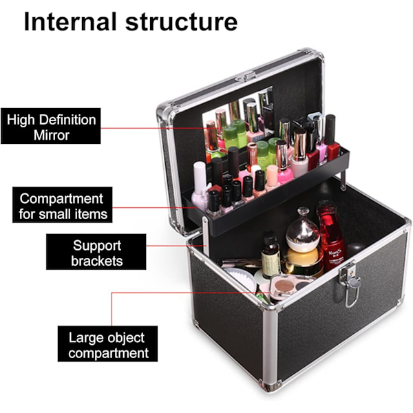 Kosmetisk arrangör Kosmetisk arrangör Box Bärbar Make Up Case Låsbar Förvaringslåda för Smycken & Make Up Verktyg brown