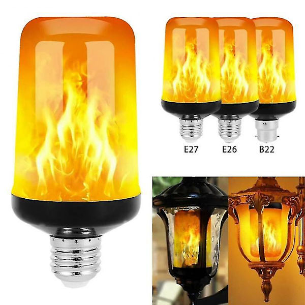 B22 E27 LED-flamlampa 4 lägen fest LED-flammeffekt ljus simulering eldlampor