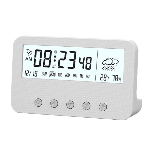 LED Elektronisk Vekkerklokke Enkel Klokke Student Barn Sengesidebord Klokke Hvit white