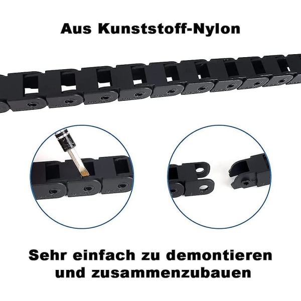 Kabelkæde 1010mm, 3d-printkabelkæde, til 3d-printer Cnc-routermaskine, sort Hy