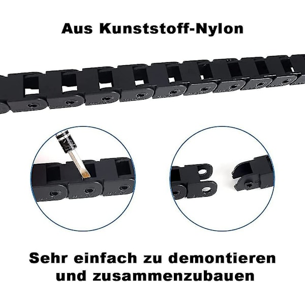 Kabelkjede 1010mm, 3d-utskrift kabelkjede, for 3d-skriver Cnc-rutermaskin, svart Hy