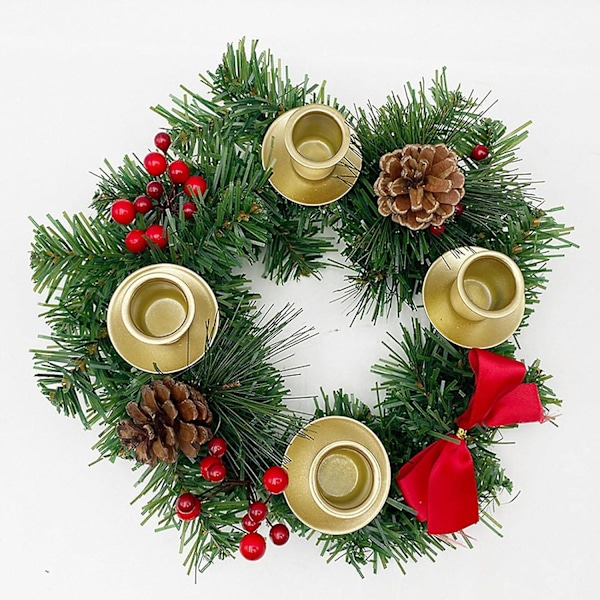 Julkrans Ring Ljusstake Jul Metall Ljusstake Konisk Metall Ljusstake Stativ för Jul Advent Hem Bord Dekorationer