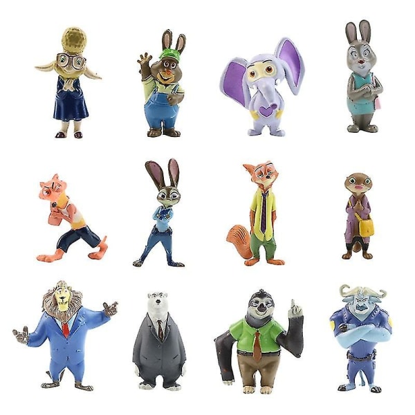 Pakke med 12 Zootopia Zootropolis leketøyfigurer