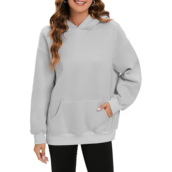 Dame Oversized Hættetrøjer Pullover Langærmet Sweatshirt Efterår Vinter Termisk Fleece Toppe med Lommer