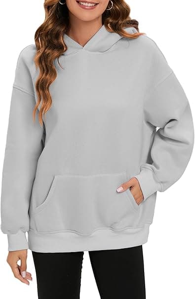 Dame Oversized Hettegensere Pullover Langermet Genser Høst Vinter Termisk Fleece Topper med Lommer