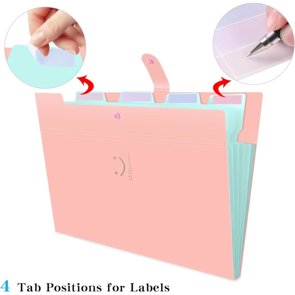 Expanderbar mapp, A4-brevpappersfickor Dragspelsdokumentväska Organizer Plånböcker Filer Mappar med spänneslås för skola kontor, 5 fickor 4pcs