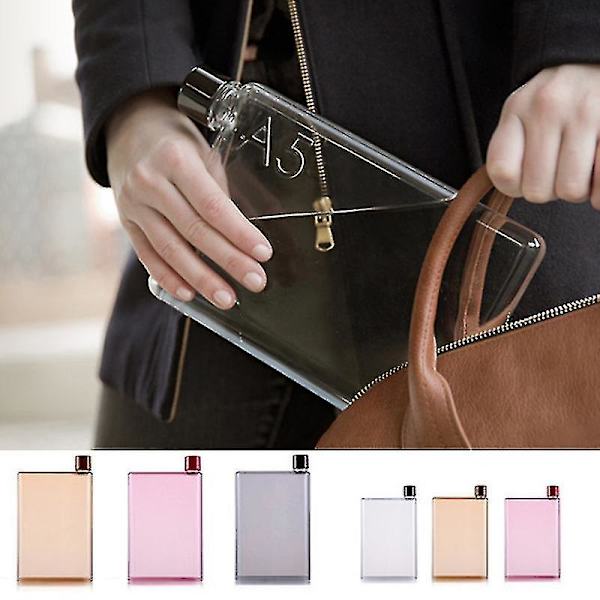 A5 A6 Paper Cup Botlte Flat Water Bottle Bpa Free Clear Book Portable Paper Pad Water Bottle Flat Drinks Kettle Notebook Bottle WHITE A5*420ML