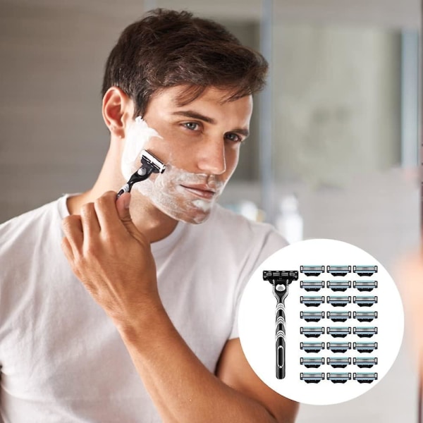 3 rakblad män, 24 st Mach 3 manuella rakblad för män, Mach 3 rakblad, Mach 3 rakbladspåfyllningar, Professionell Barber Beard Razor Bl