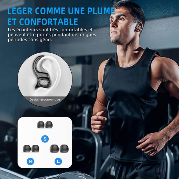 Sports trådløse Bluetooth-hodetelefoner, trådløse hodetelefoner med mikrofon Bluetooth, Hi-Fi stereo Bluetooth-headset Bluetooth-headset for sport, arbeid Silver