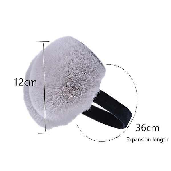 Kvinnors kalla väder fluffiga öronmuffar vinter varm pannband söta slouchy öronvärmare svart grey