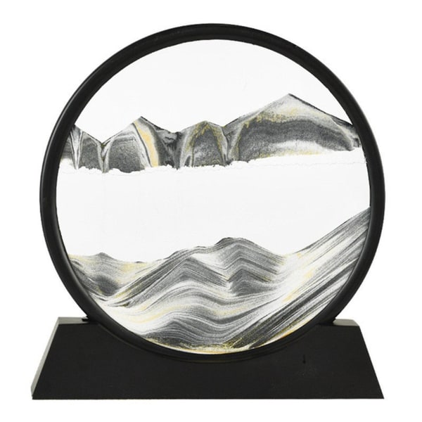 Flydende Sand Art Billede Timeglas Dybhavs Sandscape Glas Kviksand 3d Maleri Black