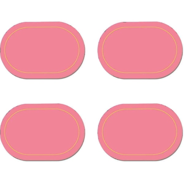 Faux läder placemats set om 4 - Dubbelsidig färg oval design matbord mattor vattentät värmebeständig heminredning -xx Pink