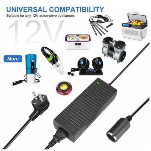 220V til 12V konverter, 120W, 10A AC til DC cigarettænderstikadapter