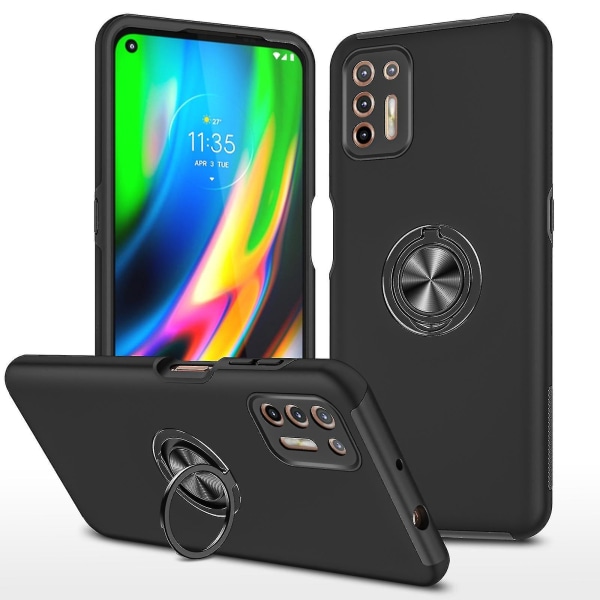 For Motorola Moto G9 Plus PC + Tpu Magnetisk Etui Black